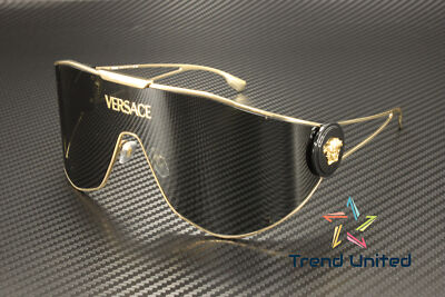 Pre-owned Versace Ve2268 100287 Gold Dark Grey 42 Mm Men's Sunglasses In Gray