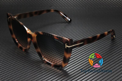 Pre-owned Tom Ford Scarlet-02 Ft0920 53p Shiny Havana Grad Teal 57 Mm Women's Sunglasses In Gradient Teal-to-orange