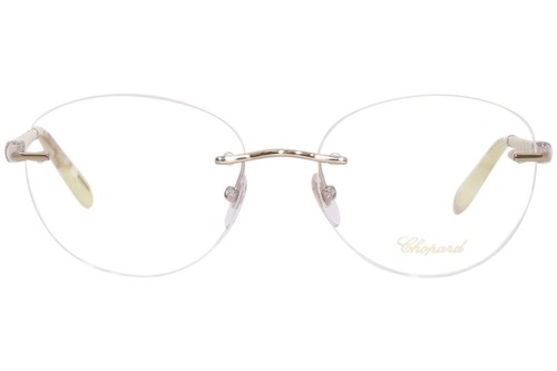 Pre-owned Chopard Designer Eyeglasses Vchc 71 S Gold Ivory White 0a39 55 Mm In Clear