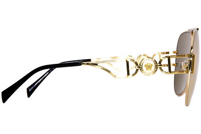 Pre-owned Versace Ve2255 1002/03 Sunglasses Gold/clear Mirror Real Yellow Gold Pilot 63mm In Gray