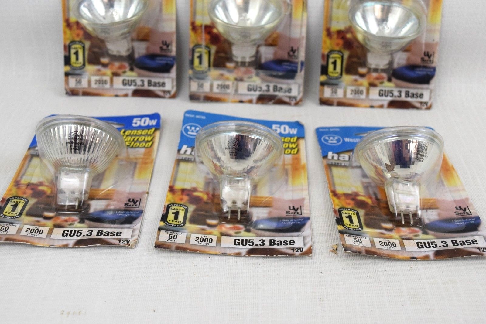 QTY.6 Westinghouse Halogen 50W Lensed Narrow Flood Light Bulb 04755 GU5.3 Base