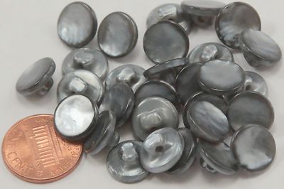 Lot of 24 Small Pearlized Silver Grey Plastic Shank Buttons 7/16" 11.5mm # 6966