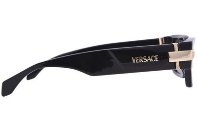 Pre-owned Versace Ve4465 Gb1/87 Sunglasses Men's Black/dark Grey Rectangle Shape 53mm In Gray