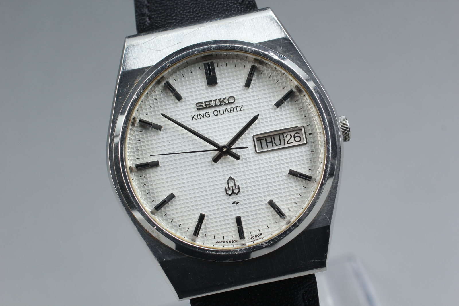 New Band *Exc+5* Vintage Seiko King Quartz 5856-8070 White