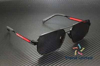 Pre-owned Prada Linea Rossa Ps 51zs 1bo02g Matte Black Grey Polarized 59mm Mens Sunglasses In Gray