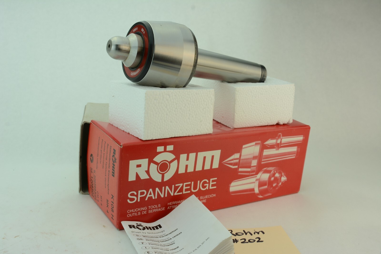 New Rohm Live center 60° 4MT 4 Morse Taper K108H Revolving Tailstock