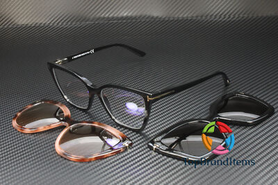 TOM FORD FT5641 B 001 Shiny Black Plastic blue filter 53 mm Women's Eyeglasses