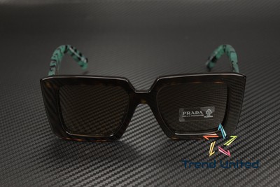 Pre-owned Prada Pr 23ysf 2au06b Tortoise Dark Brown 52 Mm Women's Sunglasses