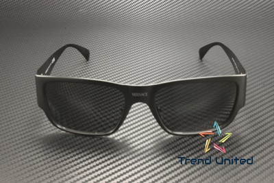 Pre-owned Versace Ve2262 126187 Matte Black Dark Grey 56 Mm Men's Sunglasses In Gray