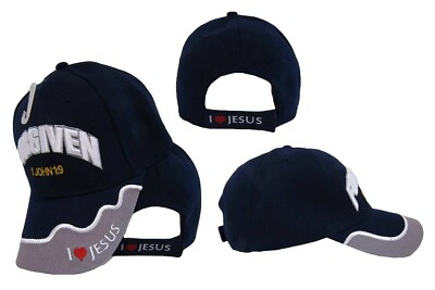 FORGIVEN BALL CAP JOHN 1:9 NAVY BLUE COLOR HAT EMBROIDERED PREMIUM