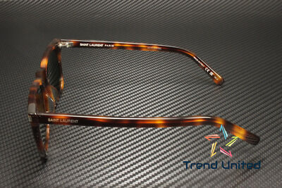 Pre-owned Saint Laurent Sl 559 002 Squared Acetate Havana Green 54 Mm Unisex Sunglasses