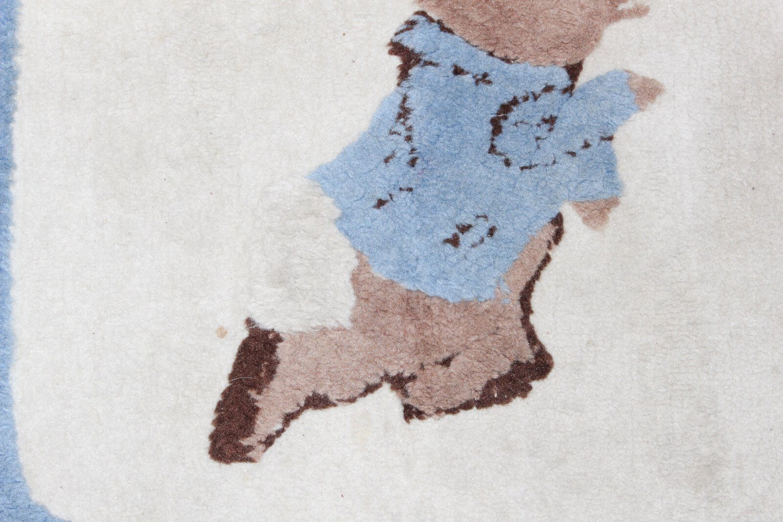 Vintage Throw Rug Bunny Rabbit Brown Blue Off-White 25” x 25”