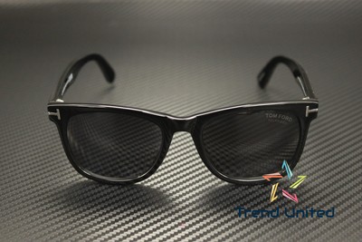 Pre-owned Tom Ford Ft1099 N 01d Plastic Shiny Black Smoke Polarized 52 Mm Men's Sunglasses In Gray
