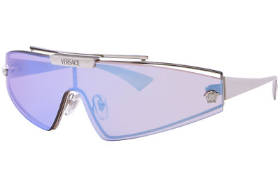 Pre-owned Versace Ve2265 100011 Sunglasses Silver/grey 140mm W/extra Interchangeable Lens In Gray