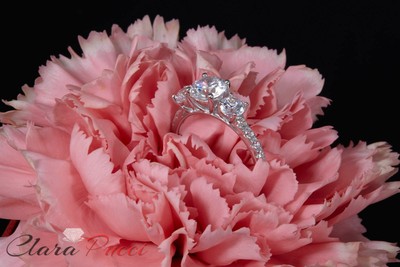 Pre-owned Pucci 2.10 Ct Three Stone With Accent Ring Engagement Wedding Band 14k White Gold In D
