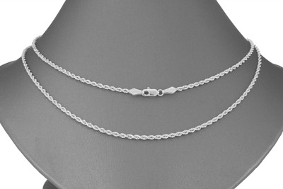 Pre-owned Nuragold 14k White Gold 2.5mm Diamond Cut Rope Italian Chain Pendant Necklace Womens 18"