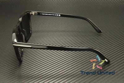 Pre-owned Tom Ford Ft1179 01d Acetate Shiny Black Smoke Polarized 54 Mm Men's Sunglasses In Gray
