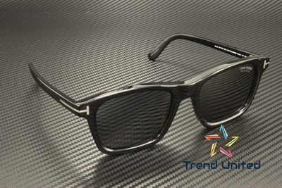 Pre-owned Tom Ford Ft1179 01d Acetate Shiny Black Smoke Polarized 54 Mm Men's Sunglasses In Gray