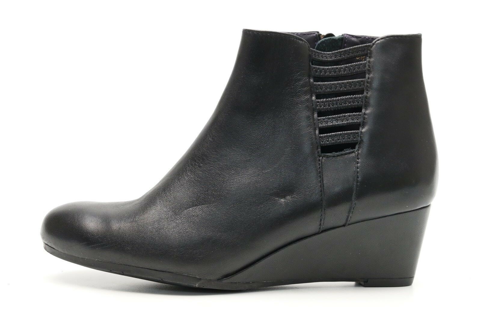 Women's VAN ELI Black Leather Wedge Zipper Ankle Boots size 6 M NEW! $210