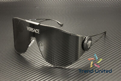 Pre-owned Versace Ve2268 143387 Matte Black Dark Grey 42 Mm Men's Sunglasses In Gray