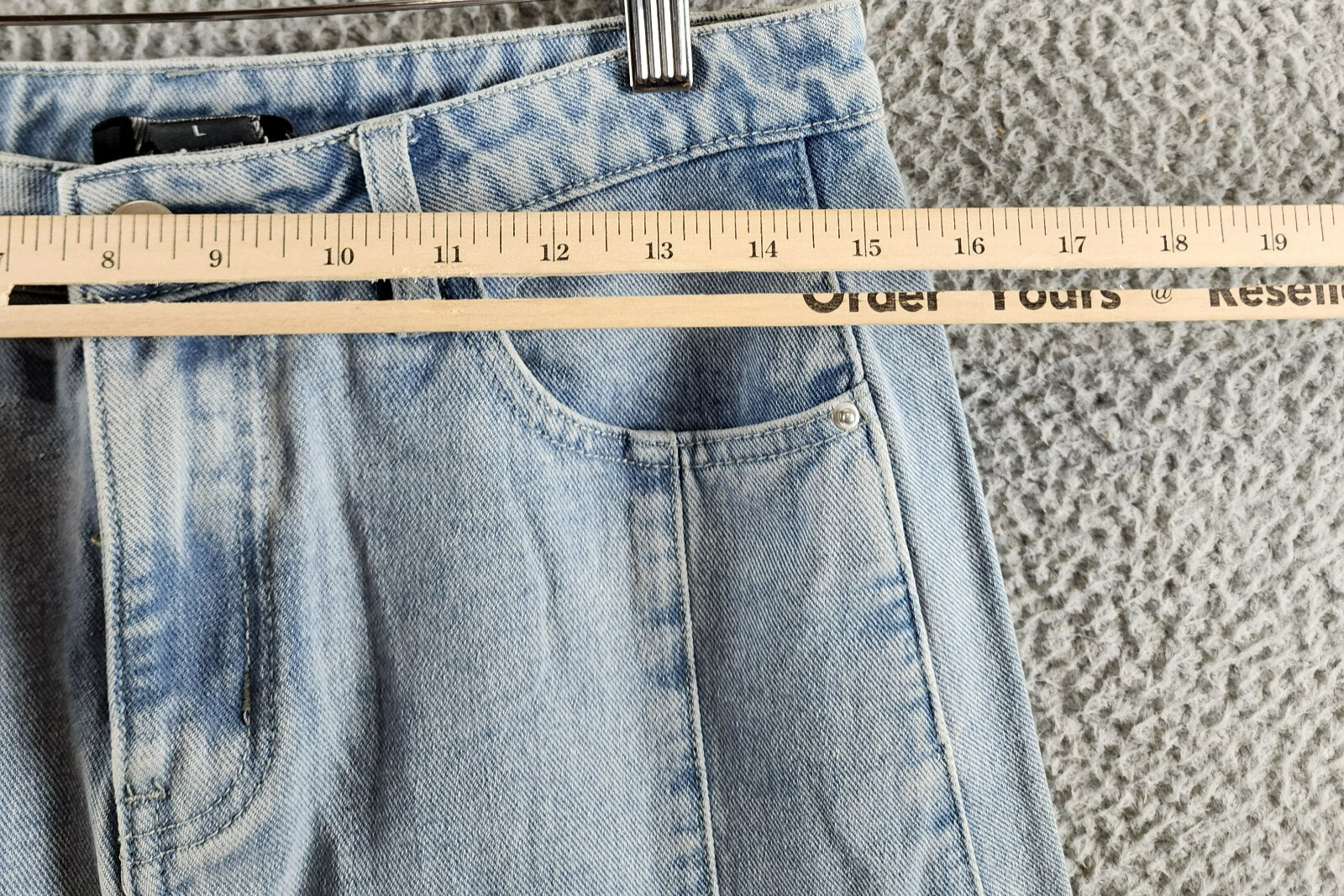 Gracia Straight Cut Midi Denim Skirt Women's L Blue Side Pockets Button Zip - Picture 5 of 15