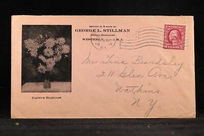 Rhode Island: Westerly 1914 Stillman Dahlia Flower Specialist Advertising Cover