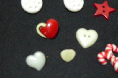 Mixed Lot 21 Red/White Buttons Star Candy Canes Hearts Shamrock Craft Scrapbook