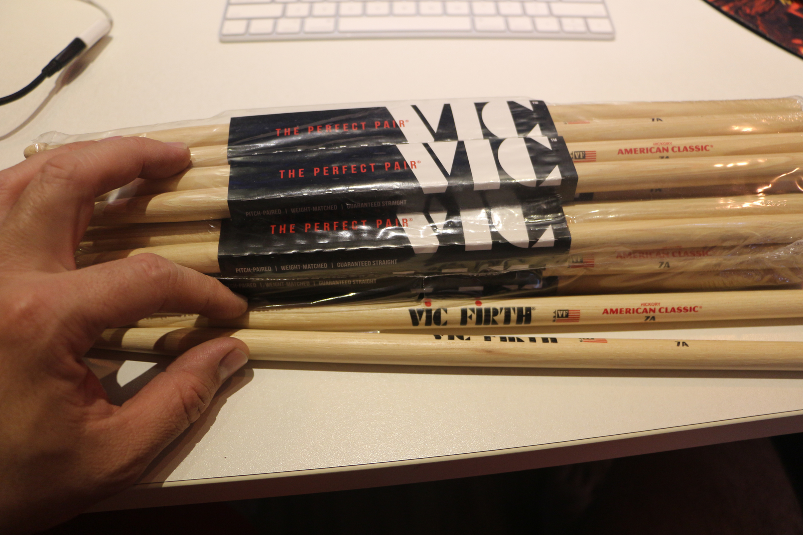 3 Pairs Vic Firth 7A Nylon Tip American Classic Hickory 7AN