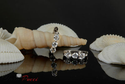 Pre-owned Pucci 0.48ct Round Cut Hoop Lab Created Diamond Solid 18k White Gold Earrings In G-h