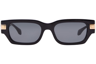 Pre-owned Versace Ve4465 Gb1/87 Sunglasses Men's Black/dark Grey Rectangle Shape 53mm In Gray