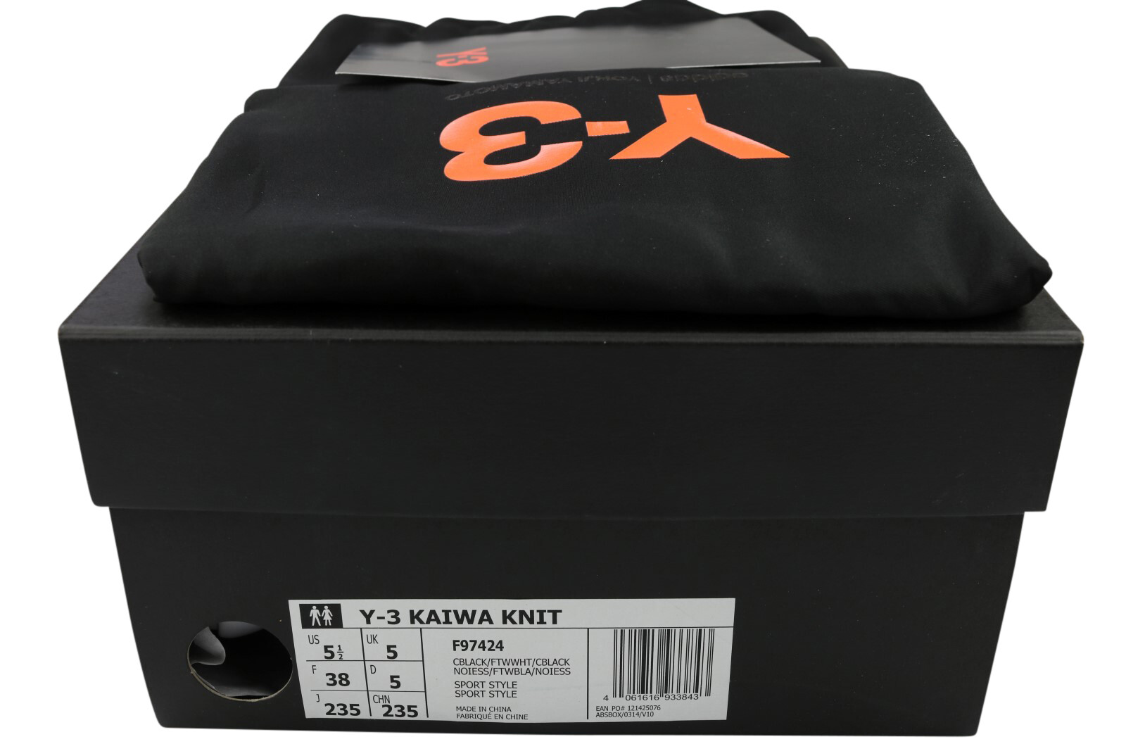 YOHJI YAMAMOTO ADIDAS Y-3 KAIWA KNIT YAMAMOTO SNEAKER TURNSCHUHE SCHWARZ F97424 GR. 38 39 NEU