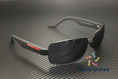 Pre-owned Prada Linea Rossa Ps 50zs 1bo09r Matte Black Blue Tuning 65 Mm Men's Sunglasses