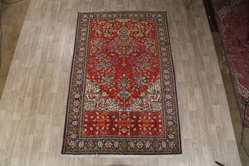 Handmade Floral Red 6x9 Collectable Wool Sarouk Oriental Area Rug 9' 7