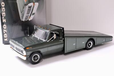 1:18 ACME 1970 FORD F350 RAMP TRUCK CAR TRANSPORTEUR Vert Métallique Highland
