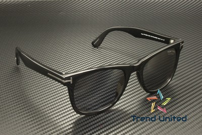 Pre-owned Tom Ford Ft1099 N 01d Plastic Shiny Black Smoke Polarized 52 Mm Men's Sunglasses In Gray