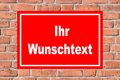Schild mit Wunschtext individuell – 4 Größen versch. Materialien personalisiert