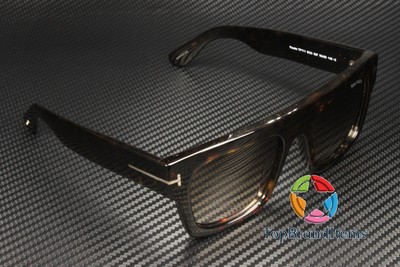 Pre-owned Tom Ford Ft0711 52f Fausto Geometric Dk Havana Grad Brown 53 Mm Men's Sunglasses