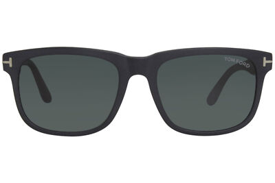 Pre-owned Tom Ford Stephenson Tf775 02n Sunglasses Men's Matte Black/dark Teal Lenses 56mm In Blue