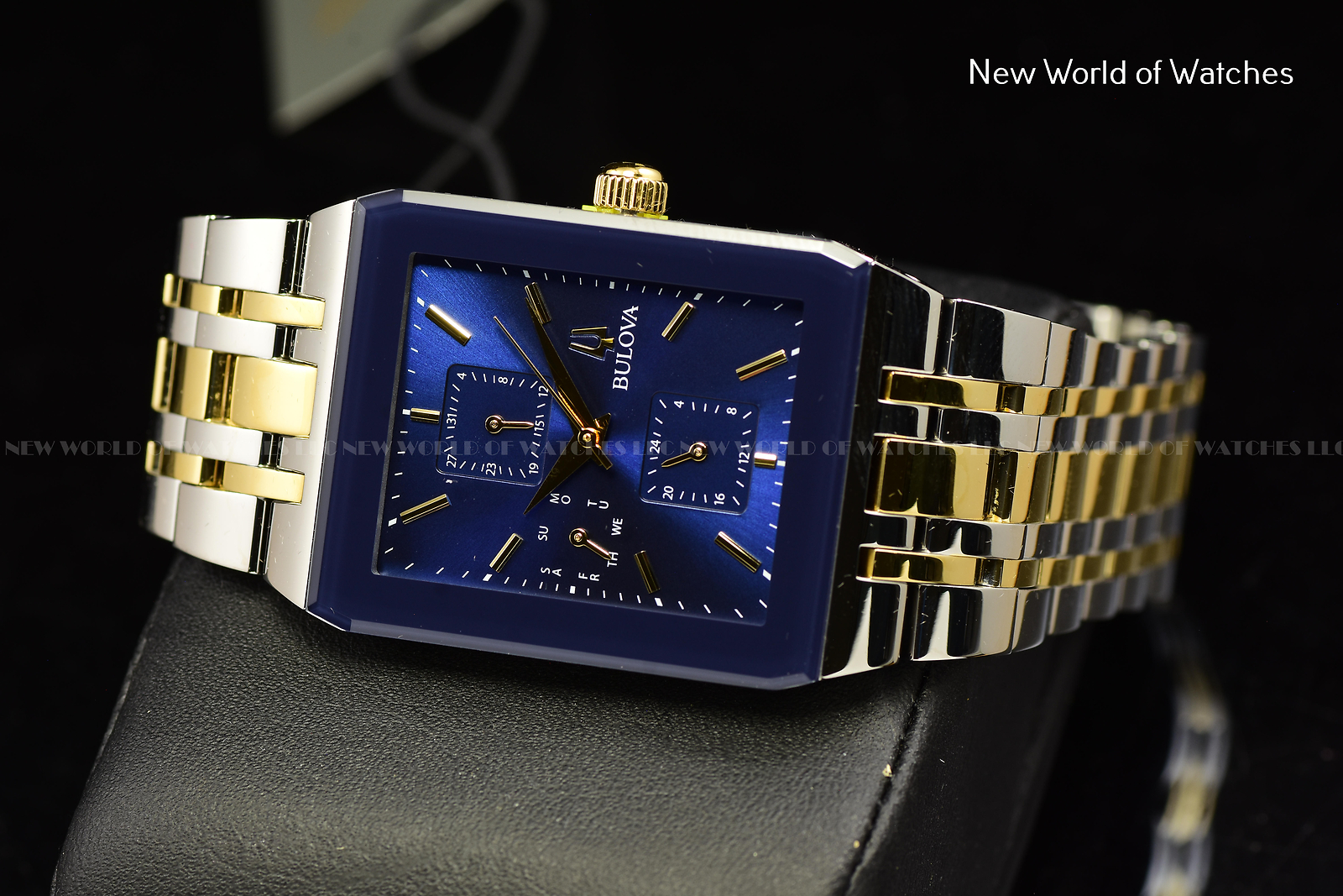 Pre-owned Bulova Quadra Blue Dial Two Tone Stainless Steel Quartz Men's Watch 98c150