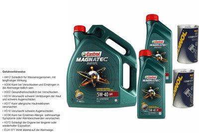 7L Olio Motore Castrol Magnatec Diesel 5W-40 DPF 2x MANNOL Leak-Stop Additivo