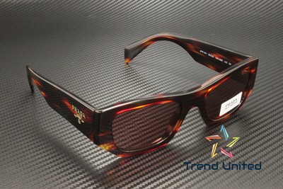 Pre-owned Prada Pr A01s 13o80b Havana Red Dark Violet 53 Mm Unisex Sunglasses In Purple