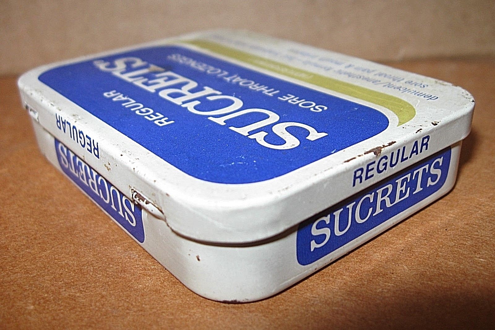 Vintage 70s 80s Beecham SUCRETS Sore Throat Lozenges Tin