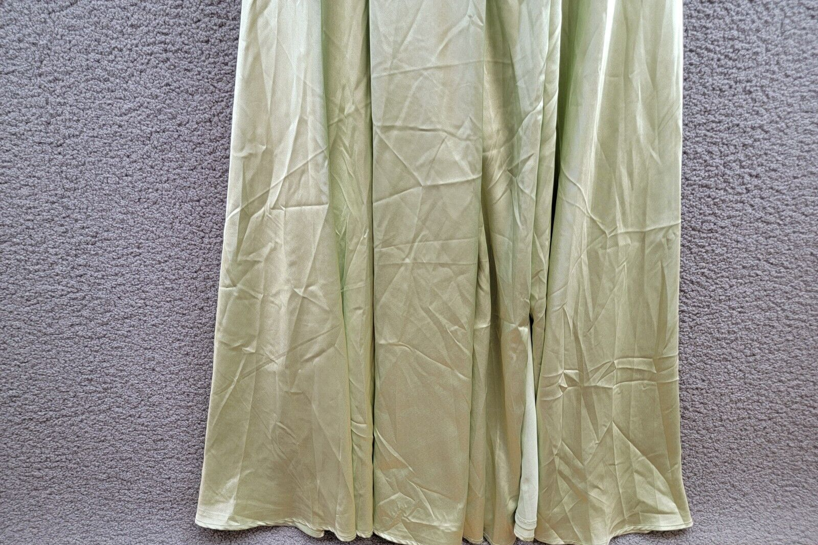 Speechless Satin Front-Slit Lace-Up Gown Juniors' 5 Pistachio Back Zip Closure - Picture 4 of 15