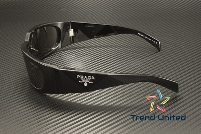 Pre-owned Prada Pr A19s 1ab5s0 Black Dark Grey 60 Mm Men's Sunglasses In Gray