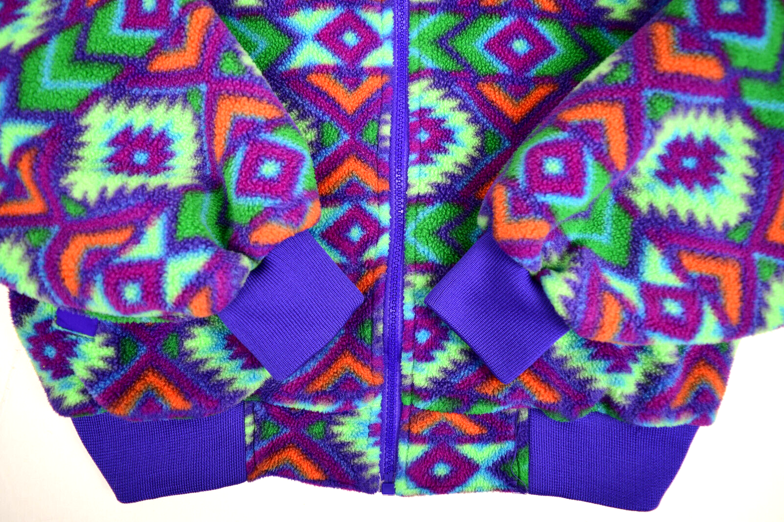 Fleece Jacket VTG Aztec Vaporwave Color Pop Fleece Zip Fleece Jacket VTG Aztec Vaporwave Color Pop Fleece Zip