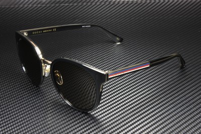 Pre-owned Gucci Gg0850sk 002 Round Oval Panthos Black Shiny Grey 56 Mm Women's Sunglasses In Solid Grey