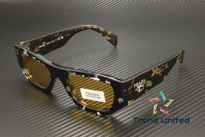Pre-owned Prada Pr A01s 15o10c Havana Black Transparent Yellow 53 Mm Unisex Sunglasses
