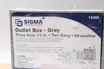 Sigma Engineered Solutions 3 Hole 2-Gang Outlet Box Gray 1/2'' 14350