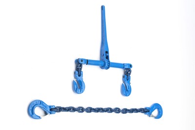 Zurrkette 8mm Ø GK10 zweiteilig mit externem Ratschenlastspanner, blau