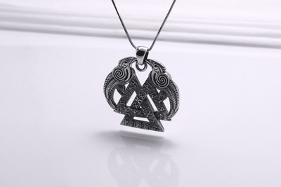 Triquetra Symbol Ravens Pendant Norse Runes Necklace Handmade Viking Jewelry